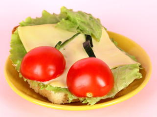 Fun food for kids on pink background