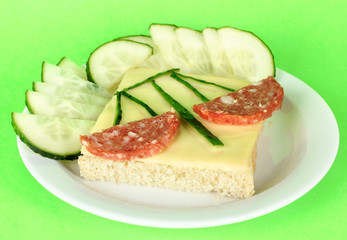 Fun food for kids on green background