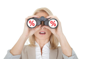 Women looking for sale through binoculars