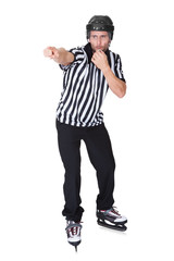 Portrait of hockey judge whistling