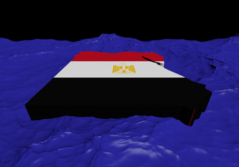 Egypt map flag in abstract ocean illustration