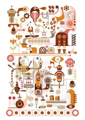 Fotobehang Coffee Factory - vector illustration ©  danjazzia
