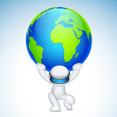 3d Man in Vector holding earth on his back