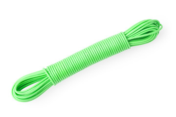 green plastic rope isolated on white background