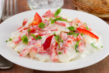 potato salad with mayonnaise on the plate