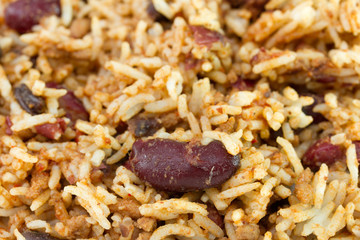 red beans with meat and boiled rice