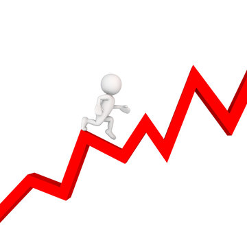 3D Minimalistic Person Running On A Red Graph