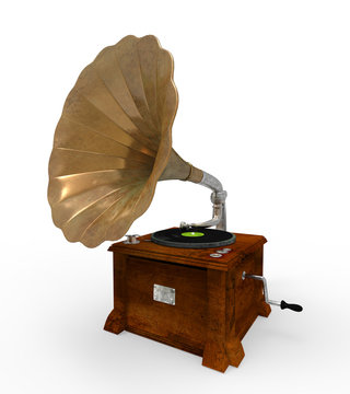 Old Gramophone with Horn Speaker