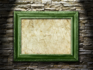 Picture frame on a stone grunge background, highlight.