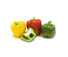 colorful sweet peppers isolated on white