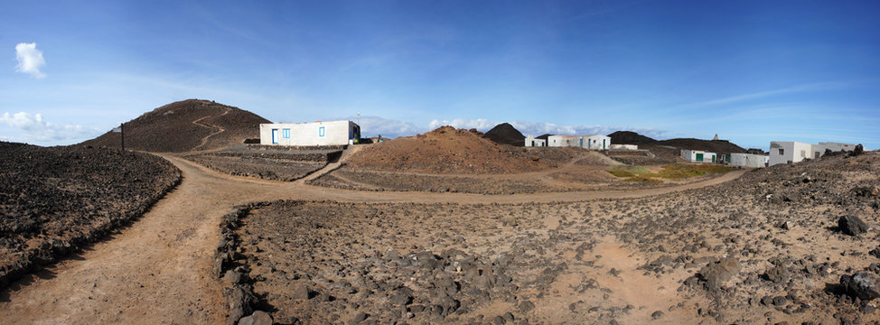 Panoramic view of the El Puertito village on the Lobos Island