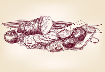 food - vintage hand drawn vector illustration
