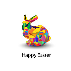 OrOrigami Easter rabbit card template vector illustration