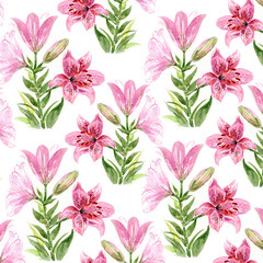 Watercolor lily pattern