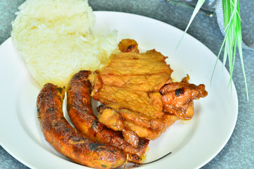 sticky rice with grilled pork