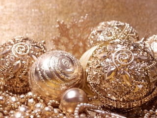 gold christmas balls