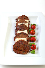 Open hamburger in a plate