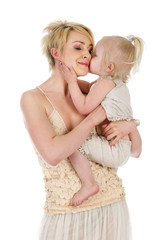 Mother And Daughter. isolated on white