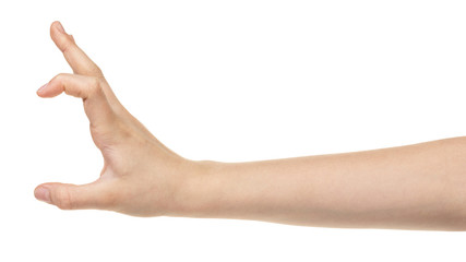 female teen hand measuring something