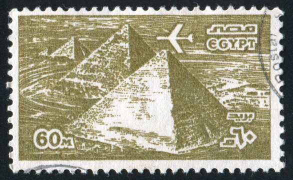 Airplane over Giza Pyramids