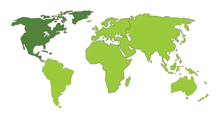 Behangcirkel Noord-Amerika Wereldkaart © vichie81