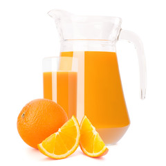 Orange fruit juice in glass jug