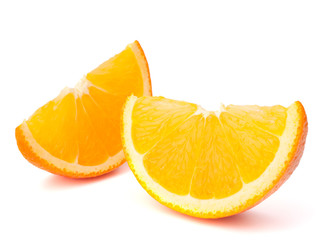 Two orange fruit segments or cantles