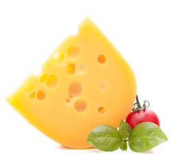 Cheese and basil leaves
