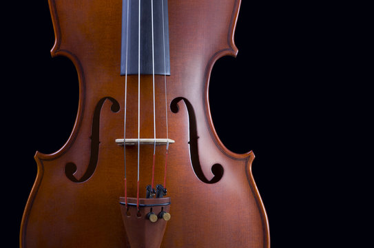 Classical violin - isolated on black background