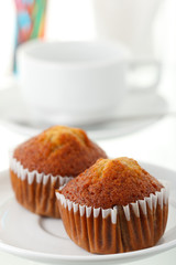 Pieces of banana  cake and coffee cup