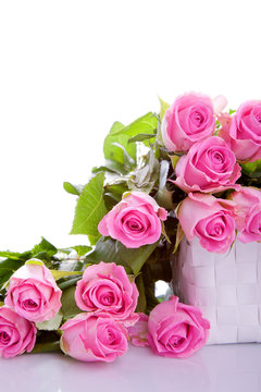 rosa Rosen Blumenstrauss in der Geschenkbox