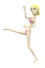 cartoon female character in swimsuit - fighting