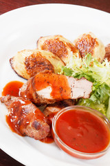 grilled meat with vegetables
