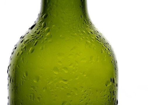 Water Droplets On Chilled Wine Bottle