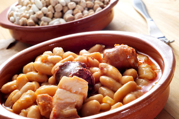 fabada asturiana, typical spanish bean stew