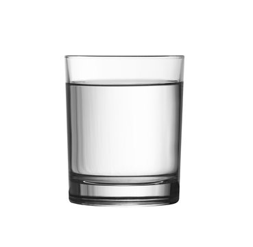 low full of water glass isolated on white with clipping path inc