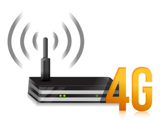 4G symbol with internet router