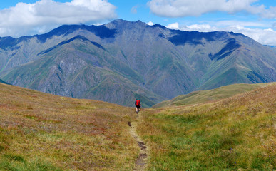 Fototapeta na wymiar lonely footpath Caucasus mountains