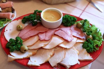 Sliced meat with sauce