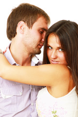 Young couple isolated on white background