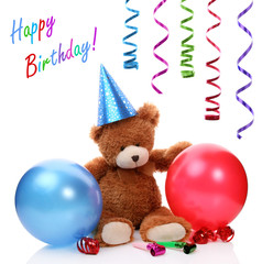 Teddy bear for birthday decoration - obrazy, fototapety, plakaty