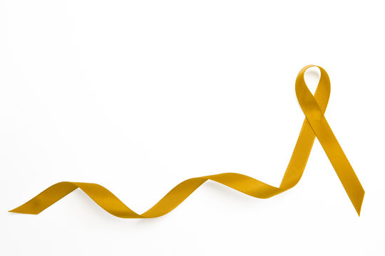 Yellow awareness ribbon with trail