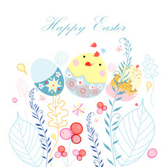 Easter postcard with chicken