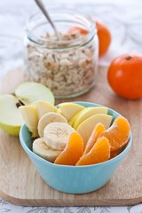 Breakfast with fresh fruits and muesli