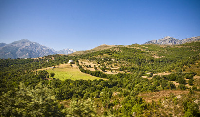 Fototapeta na wymiar On the way to Ajaccio by train in Corsica, France