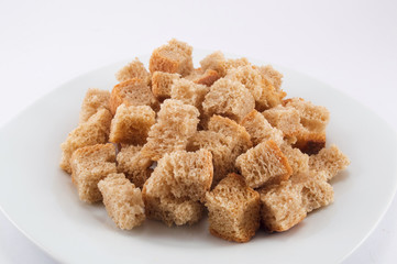 Croutons on a plate