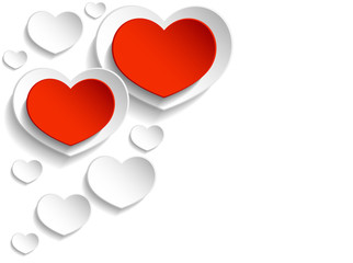 Red Hearts on White Background