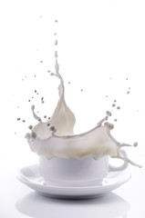 tazza di latte con splash