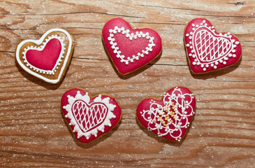 Fototapeta na wymiar Christmas home made gingerbread cookies valentines day