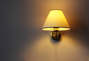 Wall lamp with yellow shade from canvas - 49290575